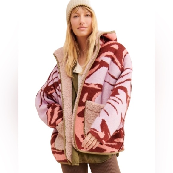 Free People Winter Chill Reversible Cardi Orchid Rose Combo - Picture 1 of 17